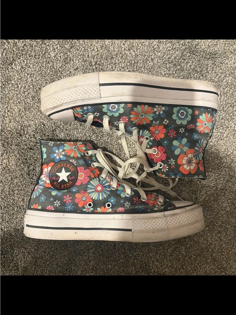 Floral High-Top Converse Sneakers - Black Multi - Picture 7 of 7